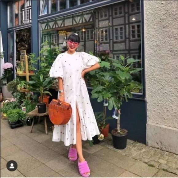 ZARA EMBROIDERED MIDI DRESS WHITE Flounced hem - Picture 2 of 8